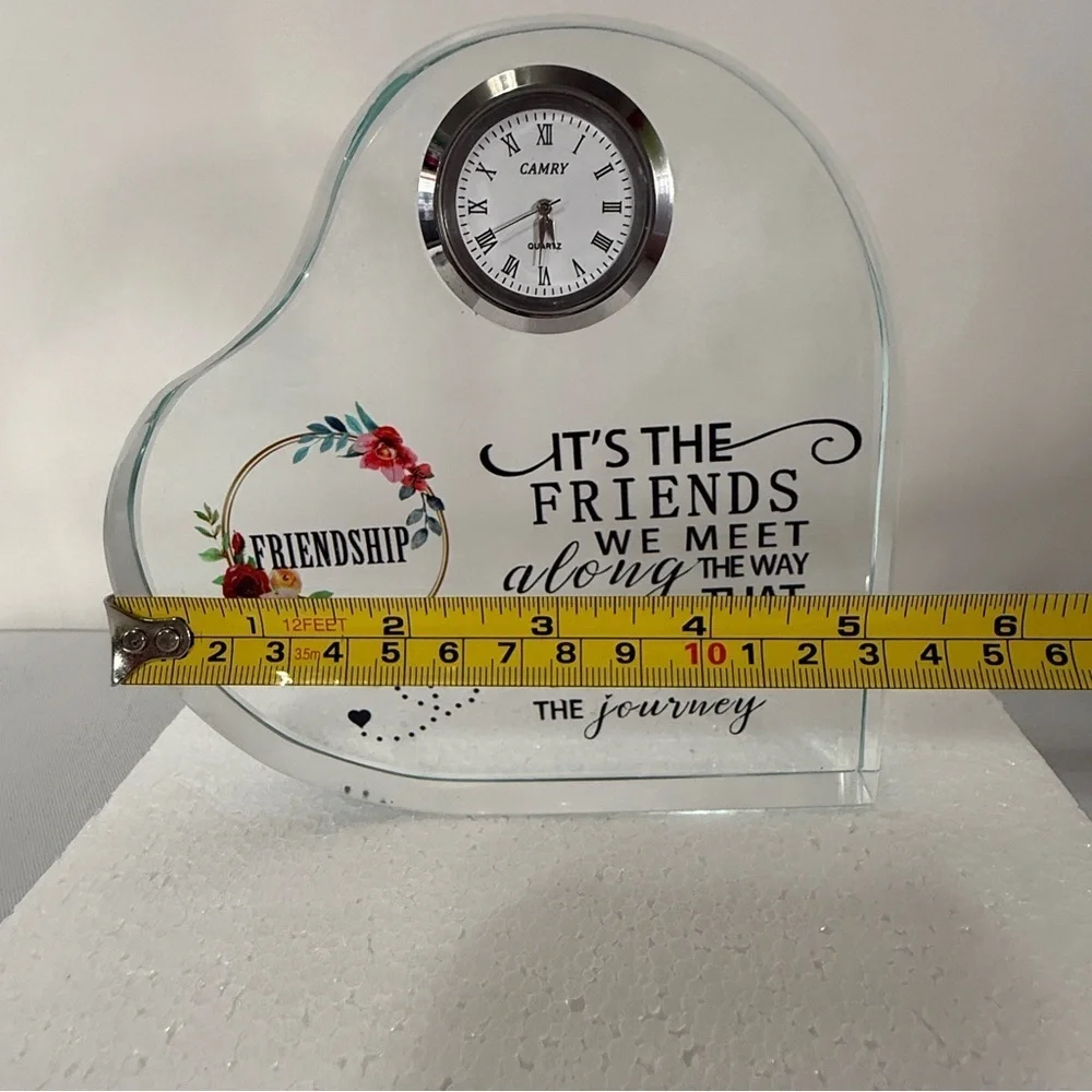 Heart-Shaped Glass Clock with Floral Design